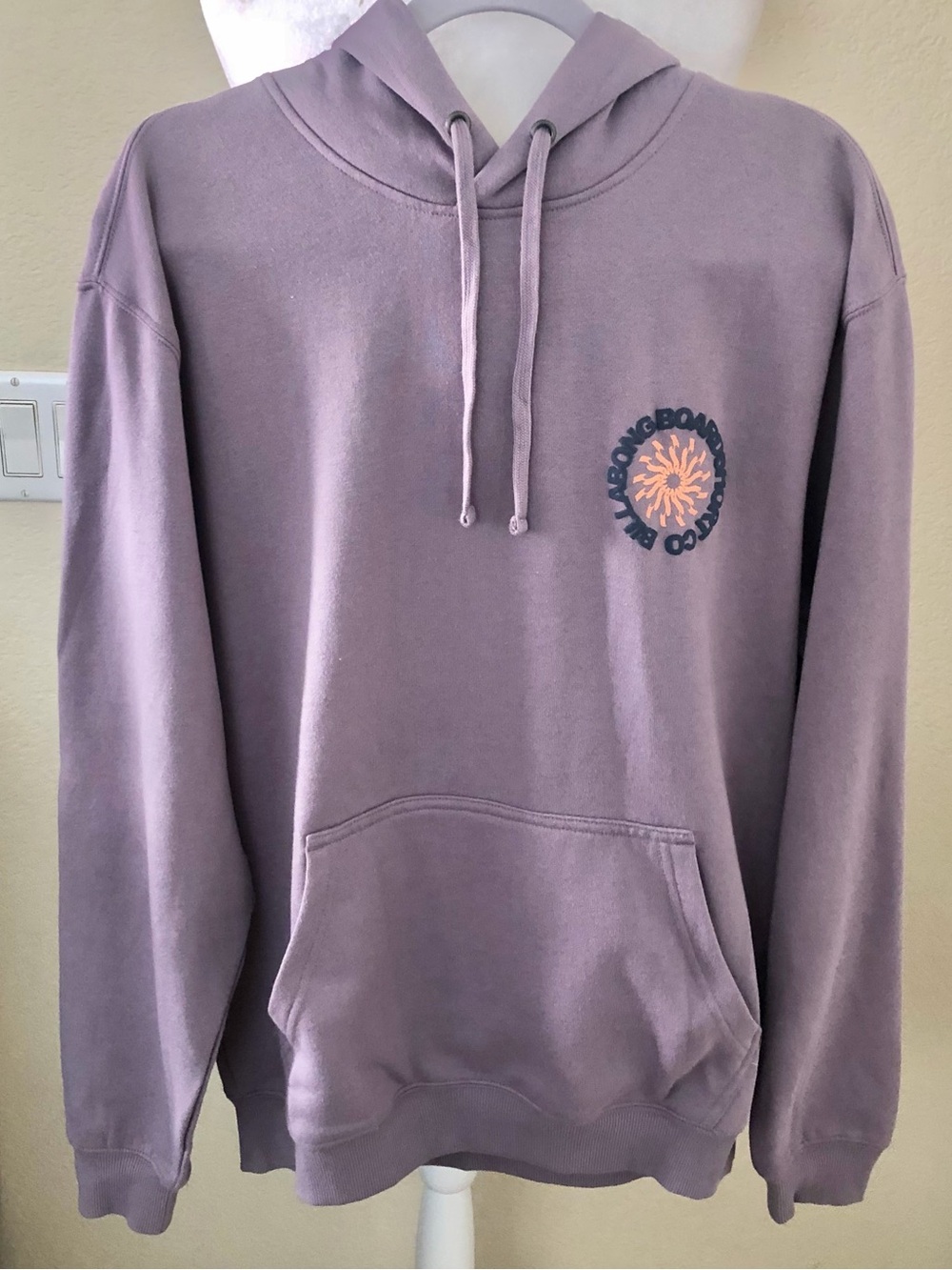 Billabong Men's Lavender Pullover Hoodie with Sun Graphic